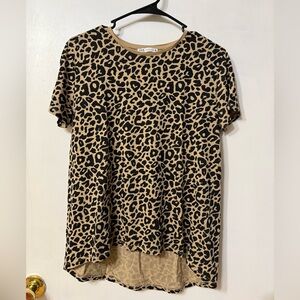 Zara Women's Leopard Print Tee - Black and Tan